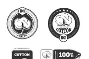 Cotton vintage vector labels set