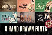 6 Hand Drawn Fonts - Bundle