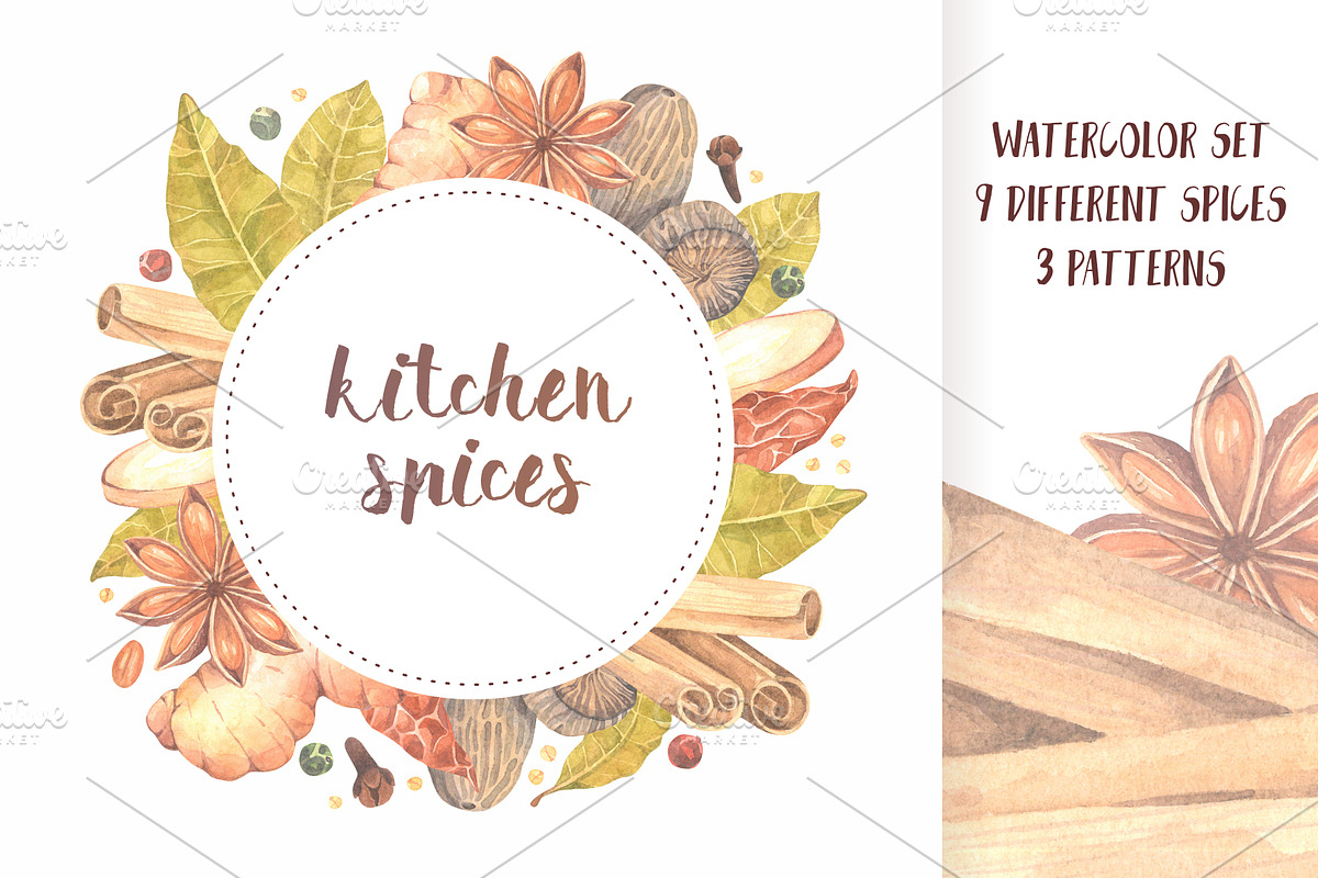 Watercolor spices collection. in Illustrations - product preview 8