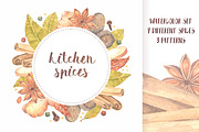 Watercolor spices collection.