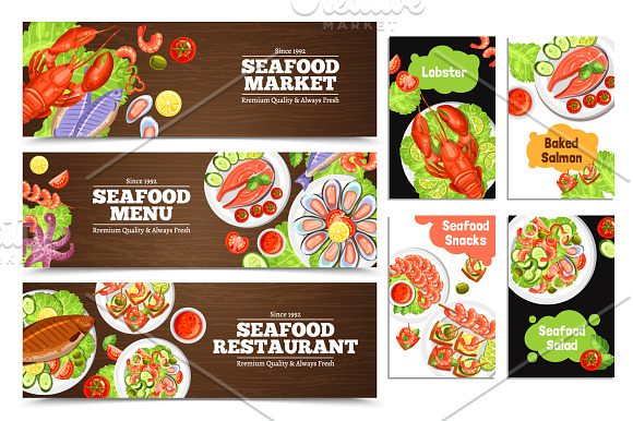 Seafood and Vegetables set in Illustrations - product preview 3