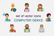Icon set with computer Geeks