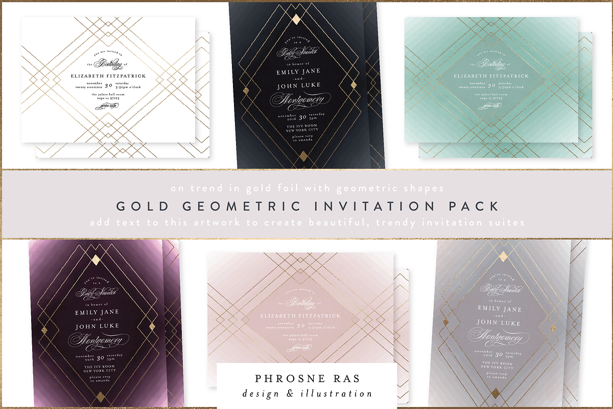 Geometric Wedding Invitation EXT LIC in Wedding Templates - product preview 8