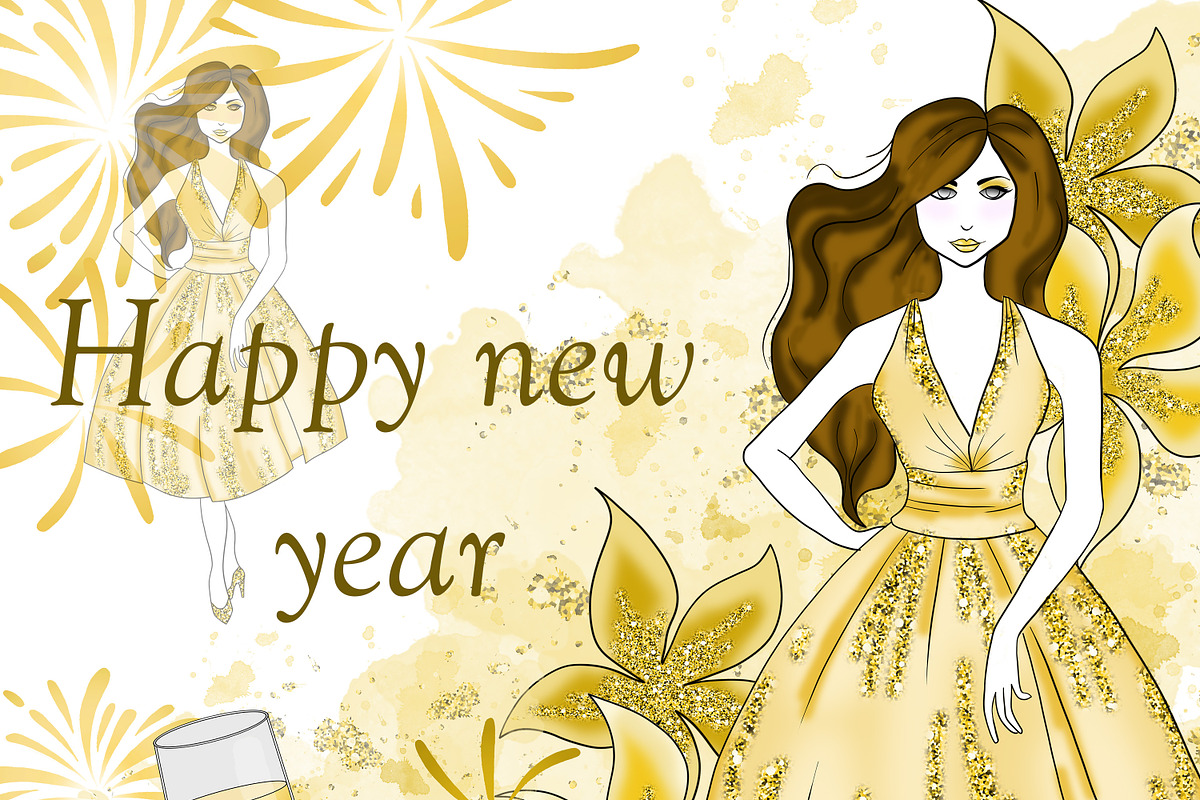 New year party girl in Illustrations - product preview 8