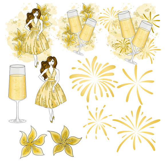 New year party girl in Illustrations - product preview 1