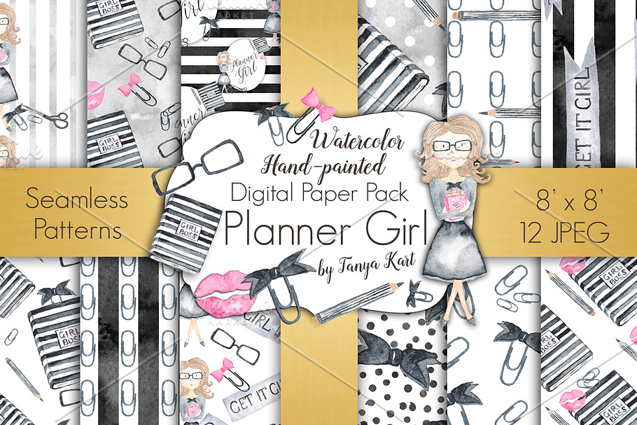Planner Girl Digital Paper Pack