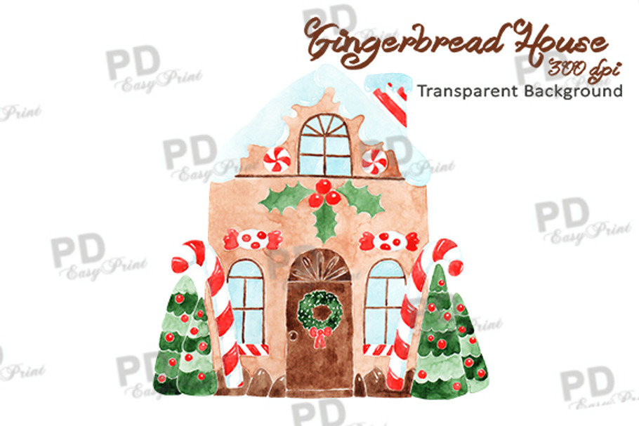 Watercolor Gingerbread House Clip Ar