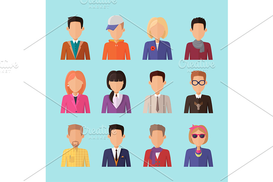 Set of People Characters Avatars in Illustrations - product preview 8