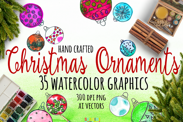 Watercolor Christmas Ornaments