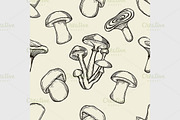 artistically drawn mushrooms
