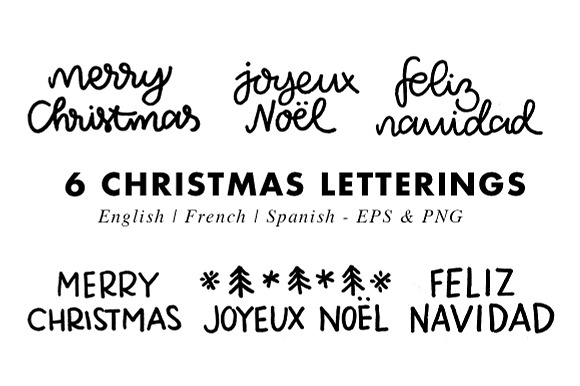 Christmas Letterings - EN, FR & ES in Illustrations - product preview 1