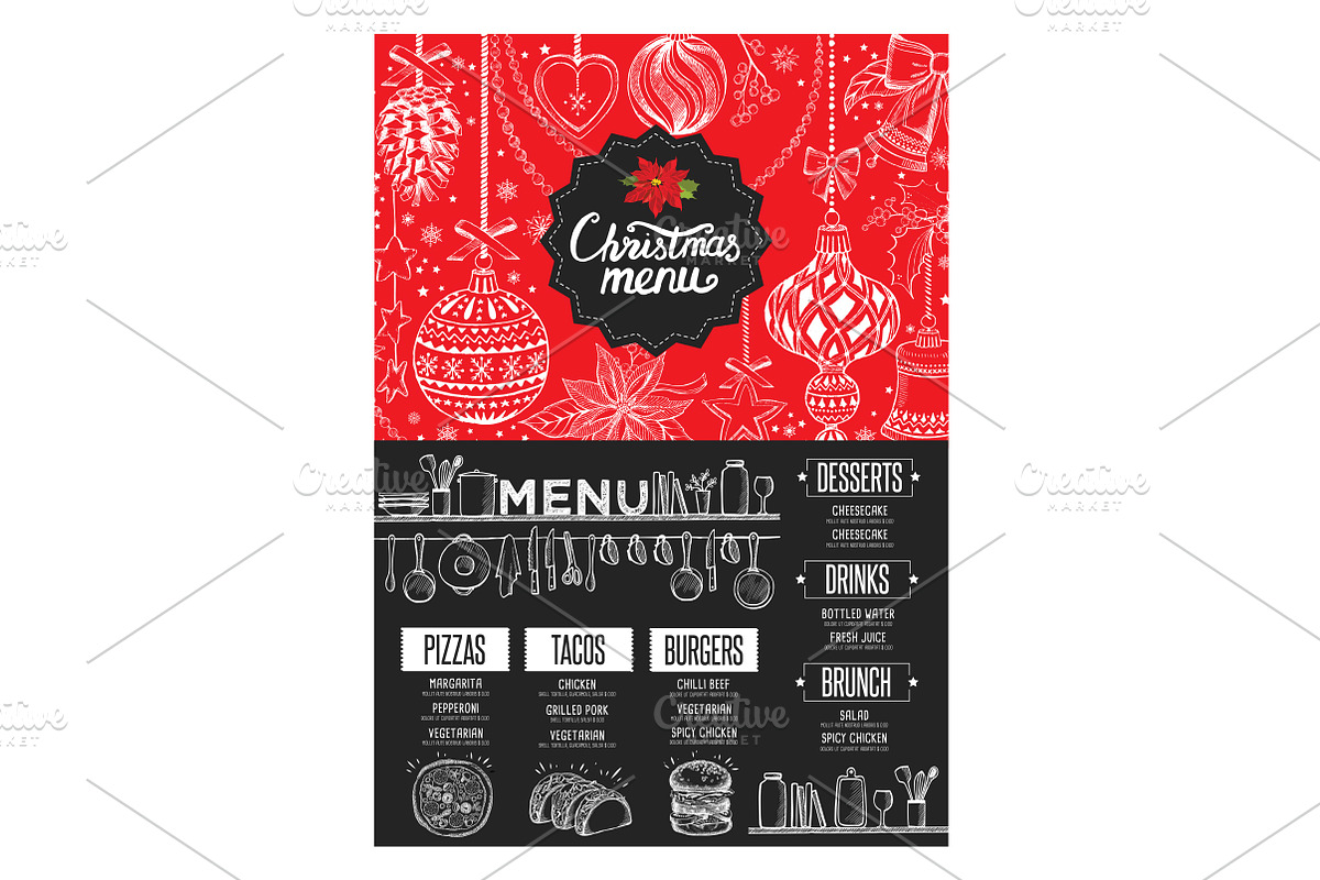 Christmas restaurant brochure in Brochure Templates - product preview 8