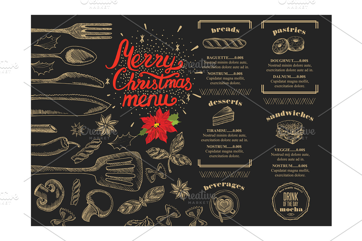 Christmas restaurant template in Brochure Templates - product preview 8