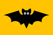 Cartoon Bat on Orange Background