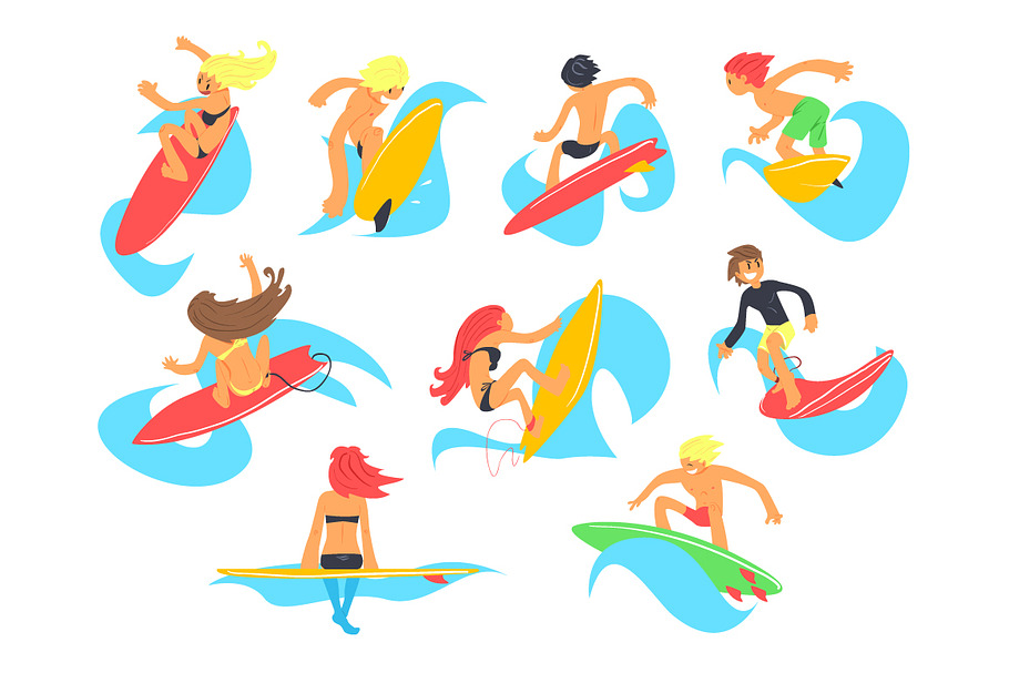 Surfing People in Illustrations - product preview 8