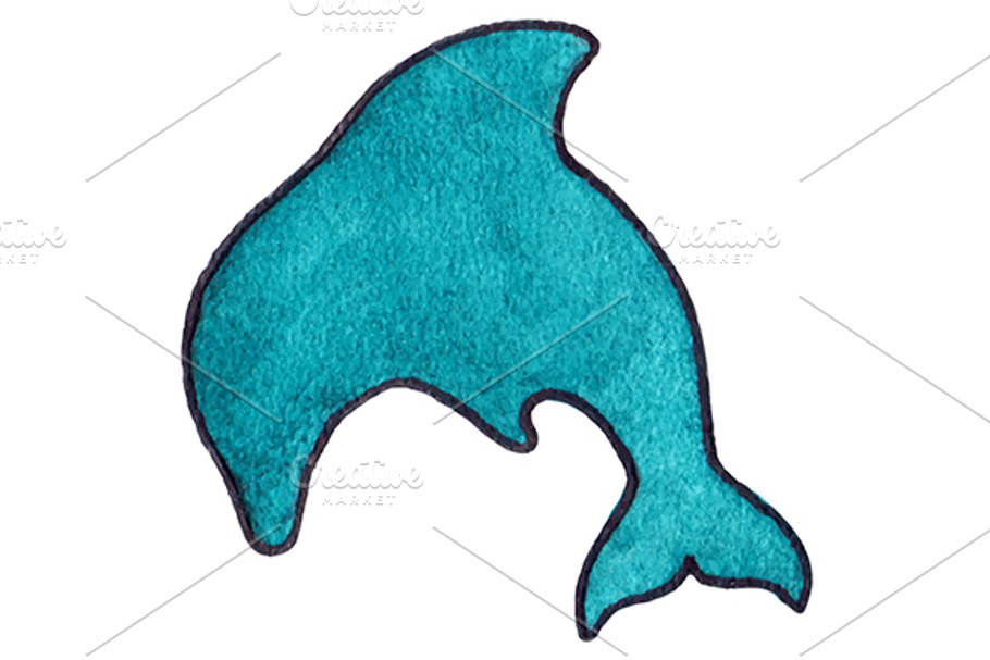 Watercolor turquoise dolphin vector in Illustrations - product preview 8