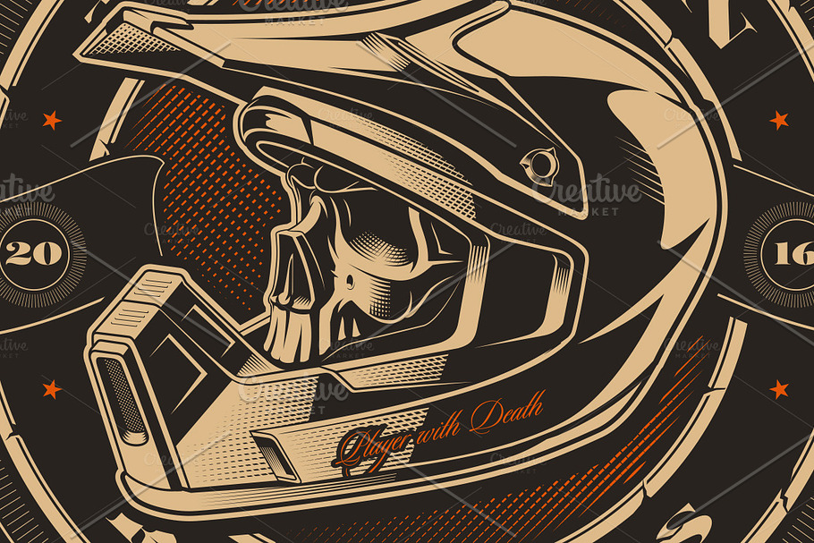 Biker skull in Illustrations - product preview 8