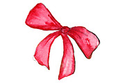Watercolor red scarlet bow isolated
