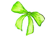 Watercolor neon green bow isolated