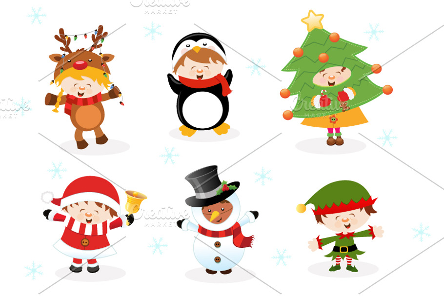 Kids With Christmas Costumes in Illustrations - product preview 8
