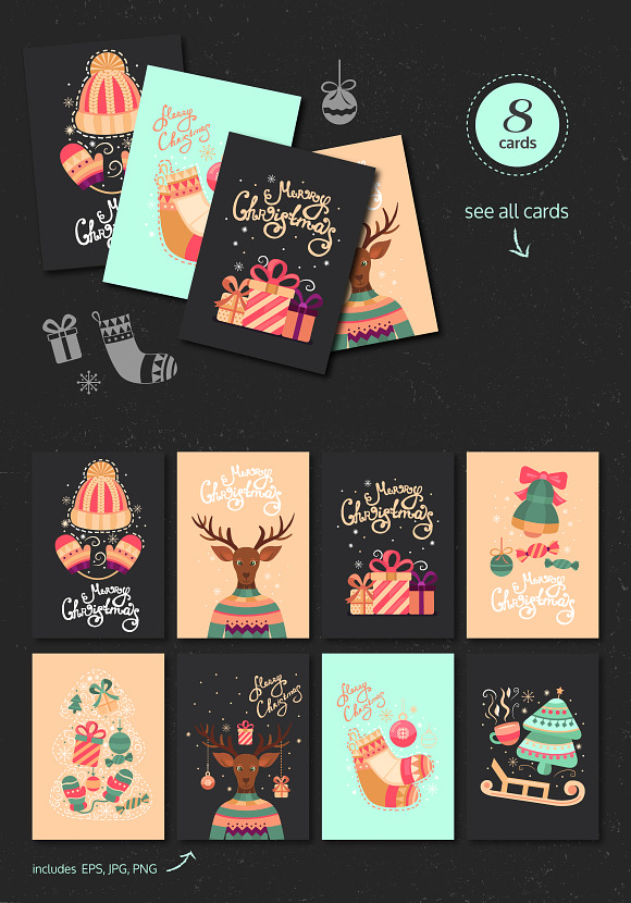 Christmas card, illustration,pattern in Illustrations - product preview 1