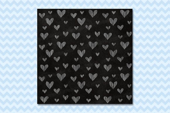 Chalkboard Hearts digital paper in Textures - product preview 1