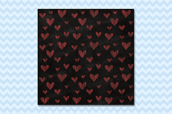 Chalkboard Hearts digital paper in Textures - product preview 2