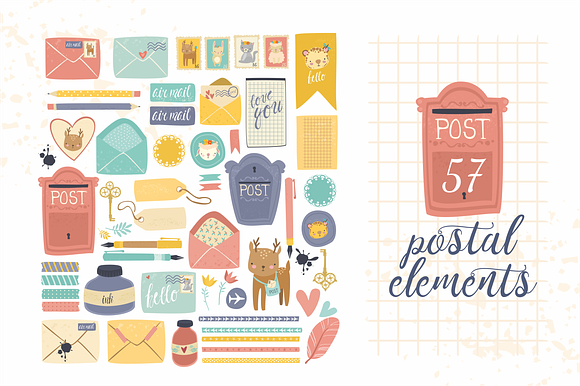 Postal set (eps, ai, png, jpg) in Illustrations - product preview 2