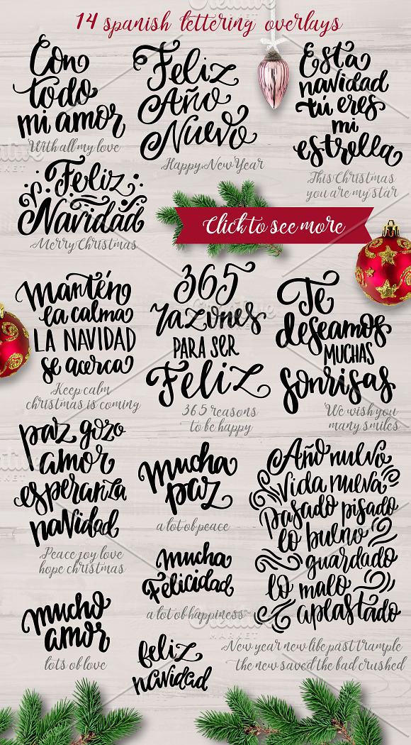 Spanish Christmas lettering overlays in Instagram Templates - product preview 1