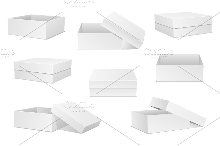 White box. Set of boxes. 