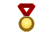 Gold Medal with Red Ribbon