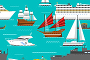 Seamless pattern with sea transport