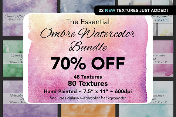 Essential Ombre Watercolor Bundle in Textures - product preview 8