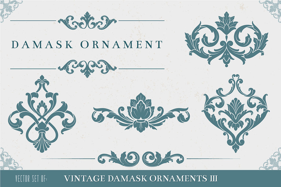 Vintage Damask Ornaments in Illustrations - product preview 8