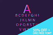 50% off Neon font purple + one free