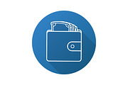 Wallet with money icon. Vector