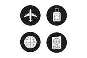 Air travel. 4 icons. Vector