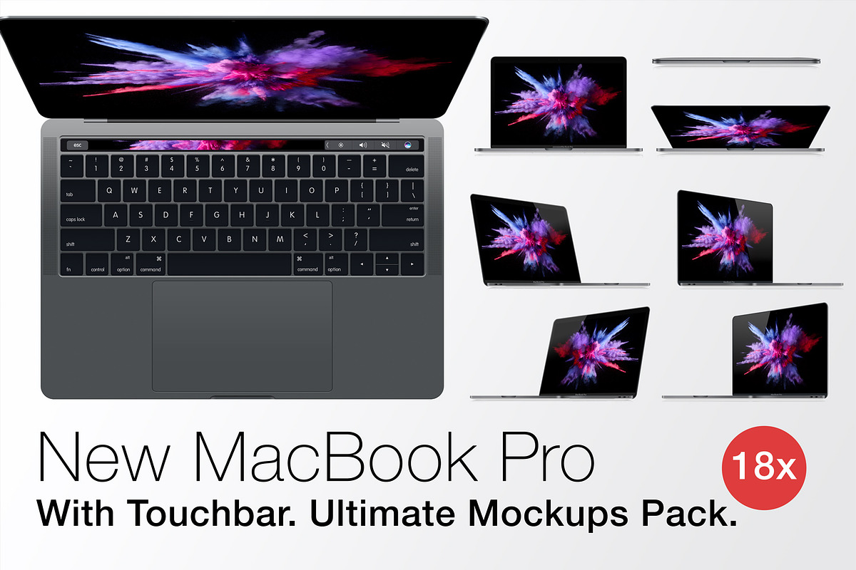 Apple MacBook Pro with Touchbar in Mobile & Web Mockups - product preview 8