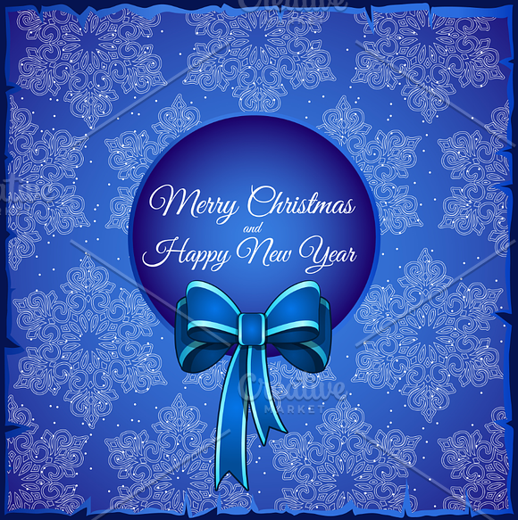 Blue stylized Christmas wreath in Illustrations - product preview 2