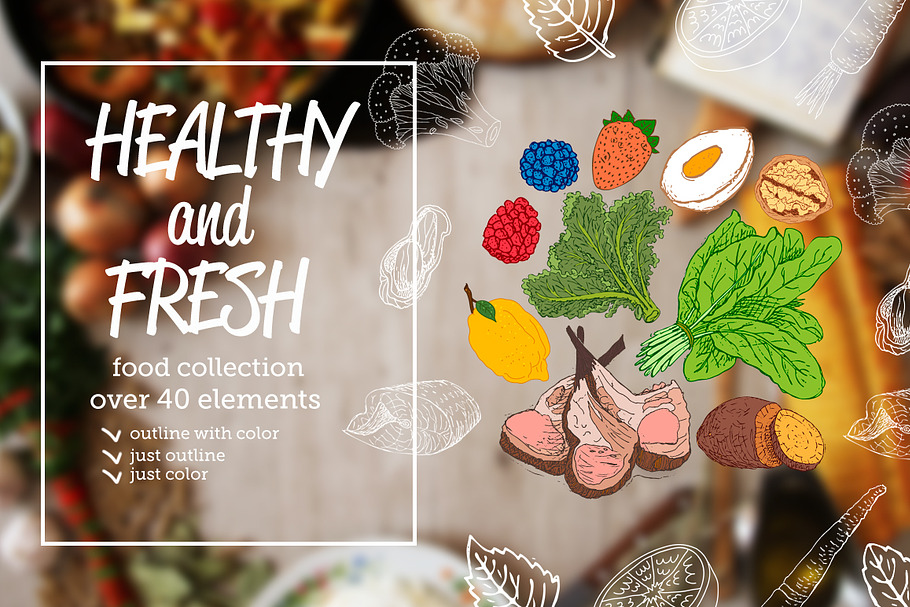 Healthy and Fresh. Food collection in Illustrations - product preview 8