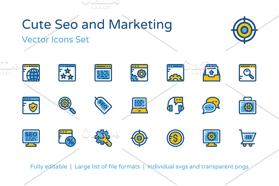 150+ Cute SEO and Marketing Icons in Graphics - product preview 8