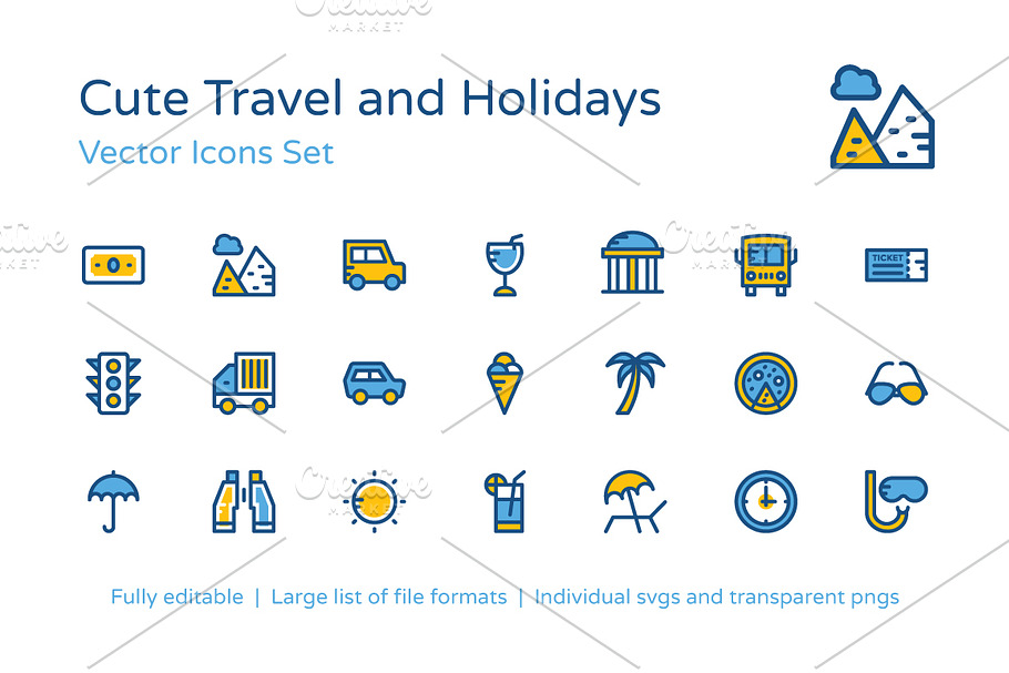 175 Cute Travel and Holidays Icons