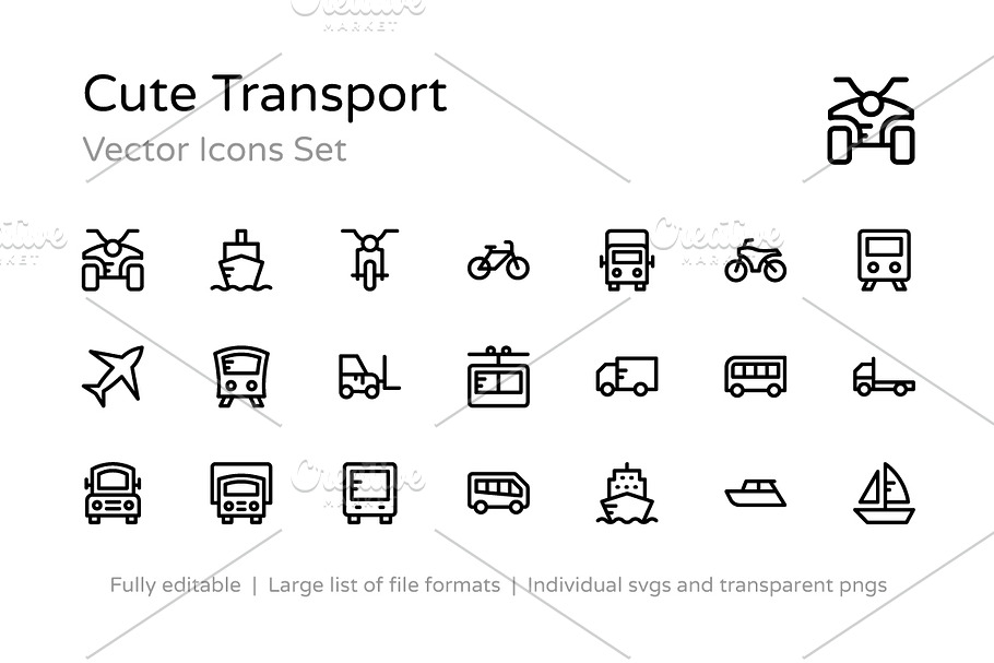 125+ Cute Transport Vector Icons in Graphics - product preview 8