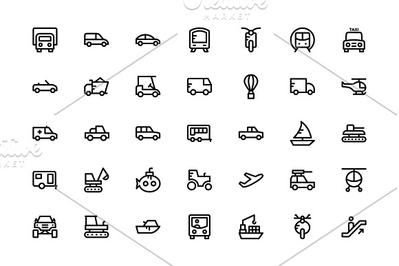 125+ Cute Transport Vector Icons in Graphics - product preview 1