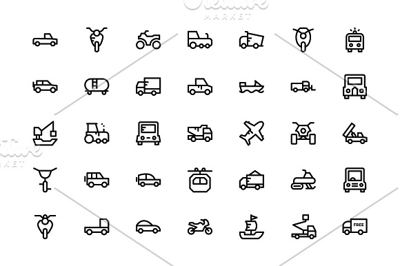 125+ Cute Transport Vector Icons in Graphics - product preview 2