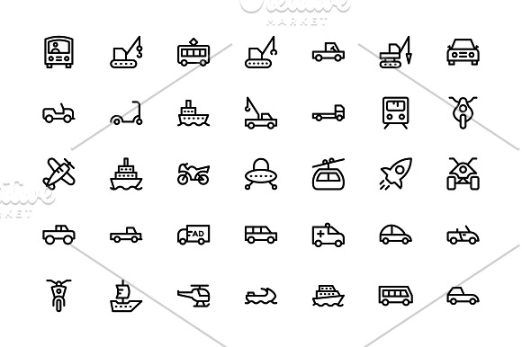 125+ Cute Transport Vector Icons in Graphics - product preview 3