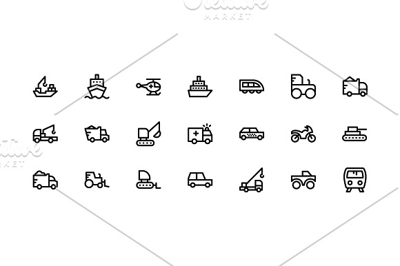 125+ Cute Transport Vector Icons in Graphics - product preview 4