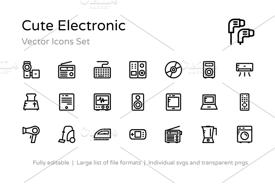 200+ Cute Electronic Icons in Graphics - product preview 8