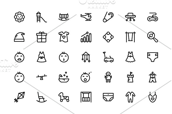 100+ Cute Baby and Kids Vector Icons in Graphics - product preview 2