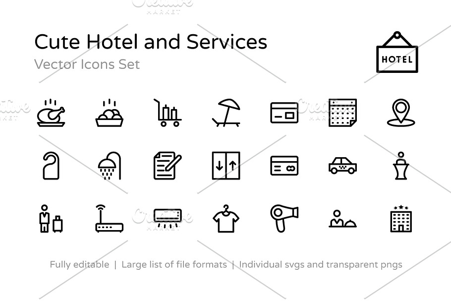 100+ Cute Hotel and Services Icons in Cute Icons - product preview 8